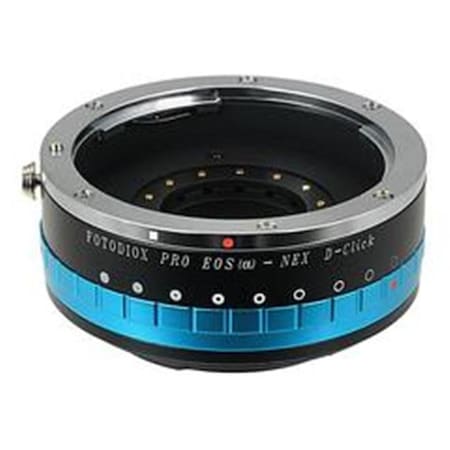 Fotodiox Fotodiox EOS-SnyE-P-Iris-Dclk Pro Lens Mount Adapter - Canon EOS D-SLR Lens To Sony Alpha E-Mount Mirrorless Camera Body with Built in Aperture Iris & Selectable Clicked & Declicked Aperture Control EOS-SnyE-P-Iris-Dclk